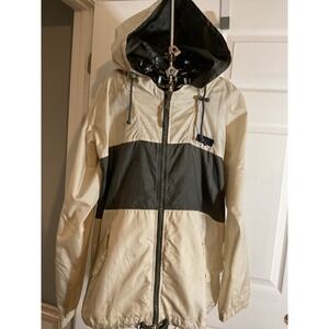 Mathewson & Rowe Mens Small Colorblock Windbreaker Jacket Cream Grey Full Zip